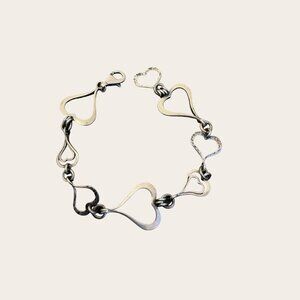 Silpada Sterling Silver Heart Link Bracelet 7.5" 9.6g Romantic Jewelry